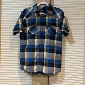 Vans‎ Men's Medium Blue Plaid Shirt Short Sleeve Button Front